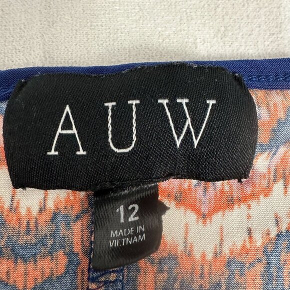 AUW Sleeveless Multicolor Chevron Dress With Asymmetrical Hem Womens Size 12 - Picture 4 of 7